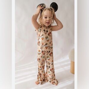 Kids Beige Disney Character Print One-Piece Romper